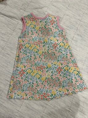 Girls' Pink Multicolor Floral Sleeveless Casual Dress